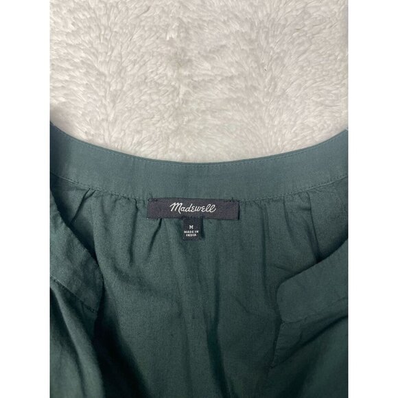 Madewell Crinkle Poplin Wrap Mini Dress Medium Green Drawstring Waist - Picture 9 of 11